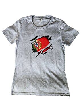 Portugal Slash Women's T-Shirt, Heather Gray, Size S